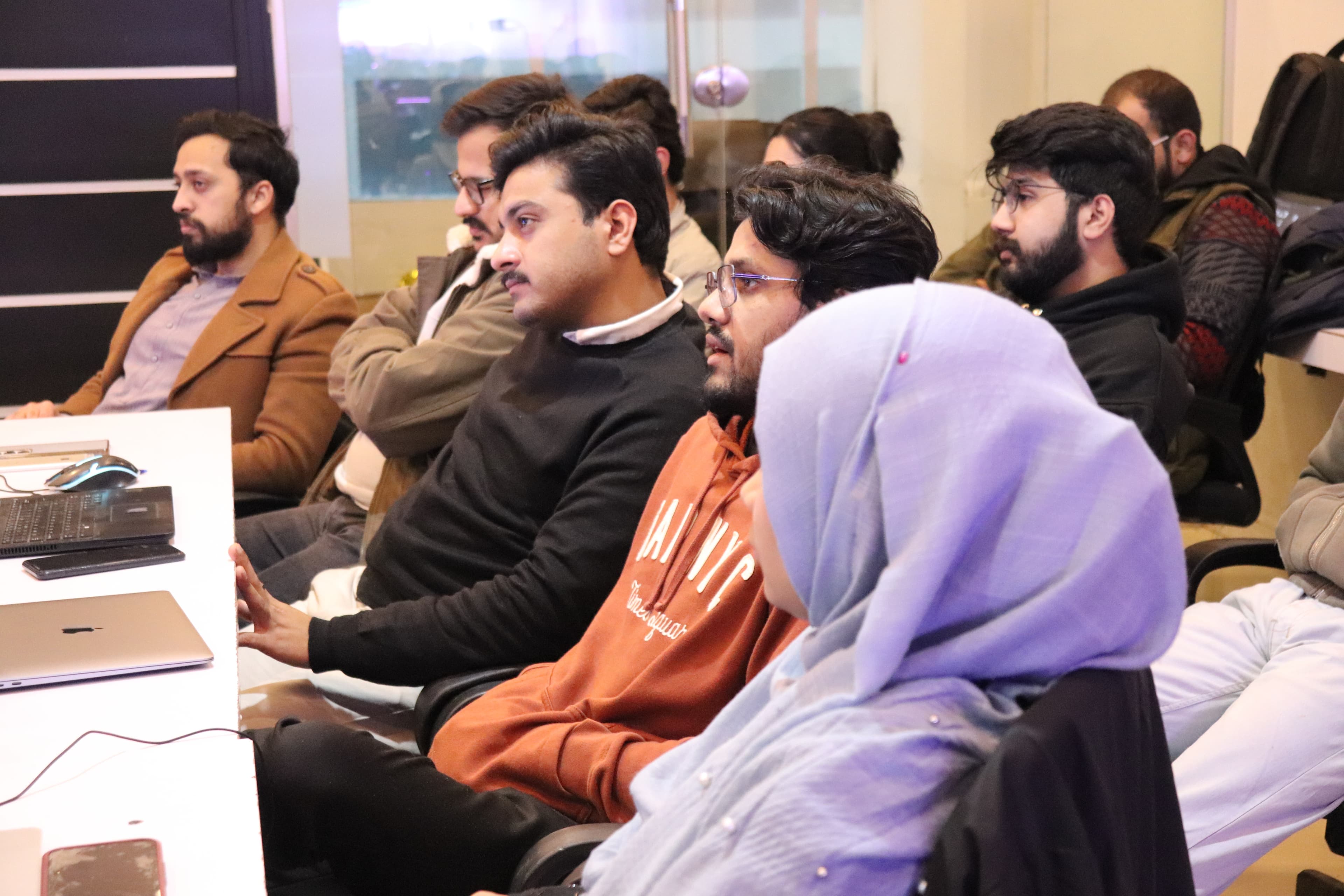 Team collaborating in a meeting